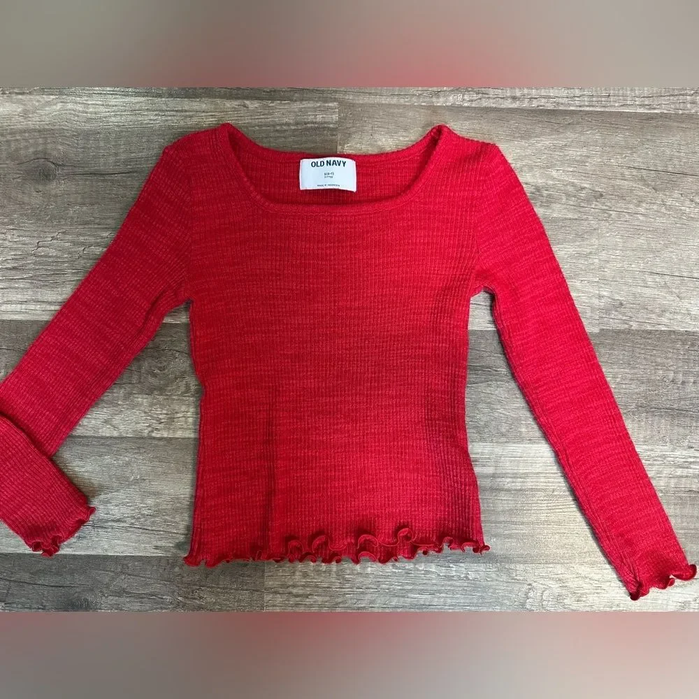 Old Navy Red Long Sleeve Knit Top, Size 6/7 - Picture 2 of 4
